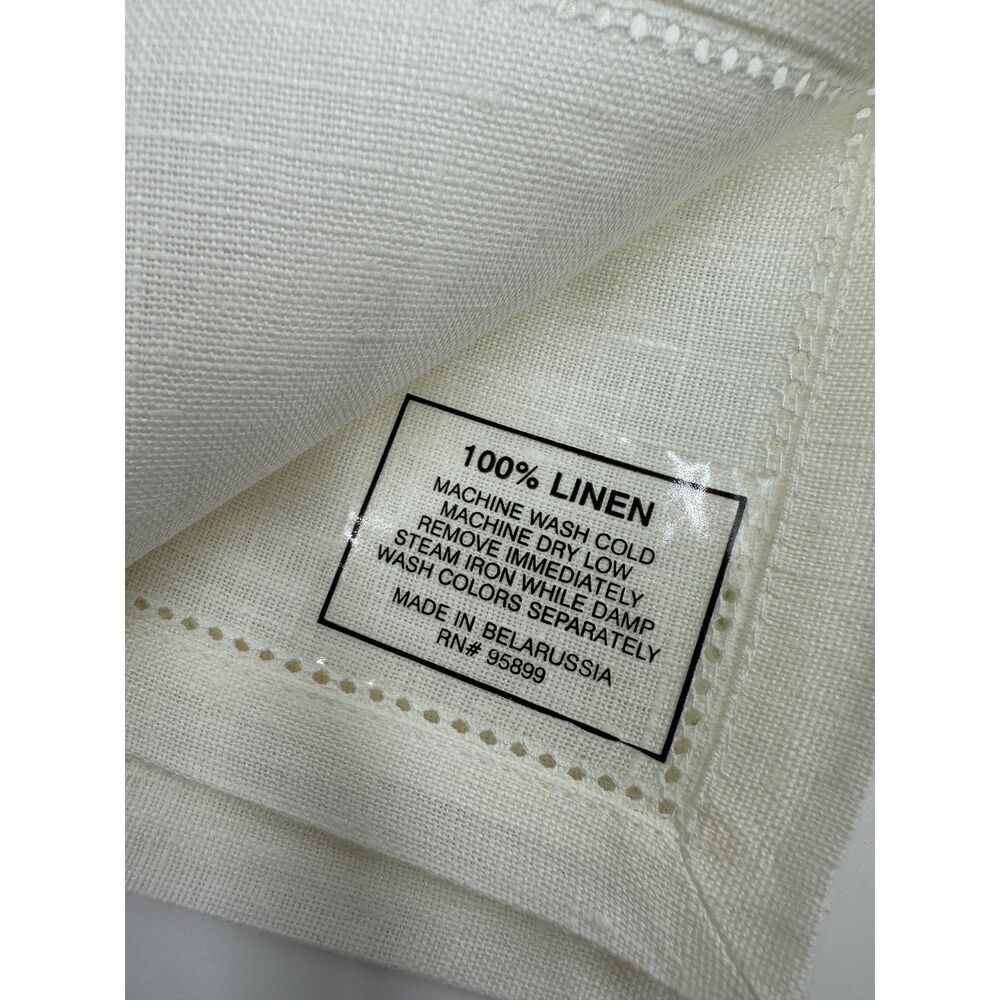 Linen Cocktail Napkins 9 x 9” Ladder Hemstitch Set of 6 White NWT - Picture 4 of 4